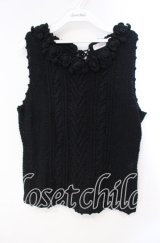 WONDERFUL WORLD / フラワーモチーフニットベスト  クロ O-25-10-28-076-LO-TO-IG-ZT313