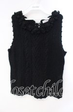 画像1: 【SALE】WONDERFUL WORLD / フラワーモチーフニットベスト  クロ O-25-10-28-076-LO-TO-IG-ZT313 (1)