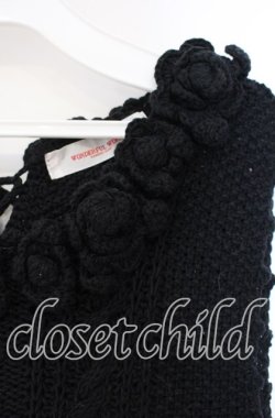 画像2: WONDERFUL WORLD / フラワーモチーフニットベスト  クロ O-25-10-28-076-LO-TO-IG-OS