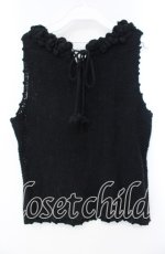 画像3: 【SALE】WONDERFUL WORLD / フラワーモチーフニットベスト  クロ O-25-10-28-076-LO-TO-IG-ZT313 (3)