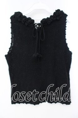 画像3: WONDERFUL WORLD / フラワーモチーフニットベスト  クロ O-25-10-28-076-LO-TO-IG-OS