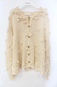 KANEKO ISAO / ローズモチーフニットカーディガン  アイボリー O-25-10-28-077-EL-TO-IG-OS