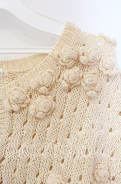 画像2: KANEKO ISAO / ローズモチーフニットカーディガン  アイボリー O-25-10-28-077-EL-TO-IG-OS