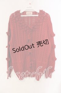 PINK HOUSE / カメリア&リボンニットカーディガン  アカ O-25-10-28-078-LO-TO-IG-OS