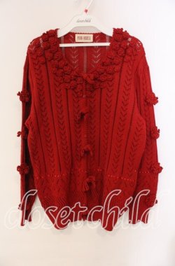 画像1: PINK HOUSE / カメリア&リボンニットカーディガン  アカ O-25-10-28-078-LO-TO-IG-OS