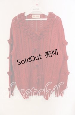 画像1: PINK HOUSE / カメリア&リボンニットカーディガン  アカ O-25-10-28-078-LO-TO-IG-OS