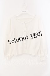 LODISPOTTO / リボン＆ビジュー配色カーディガン M シロ O-25-10-28-081-LO-TO-OW-OS