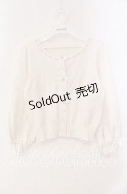 画像1: LODISPOTTO / リボン＆ビジュー配色カーディガン M シロ O-25-10-28-081-LO-TO-OW-OS