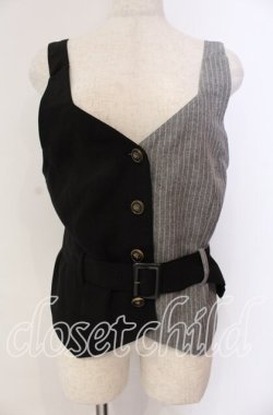 画像1: axes femme POETIQUE / ベルト付バイカラーベスト M グレー O-25-10-28-083-AX-TO-OW-OS