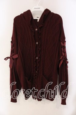 画像1: Secret Honey / ハート編みカーディガン  ワイン O-25-10-28-086-CA-TO-IG-OS