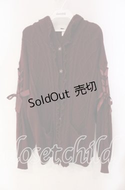 画像1: Secret Honey / ハート編みカーディガン  ワイン O-25-10-28-086-CA-TO-IG-OS