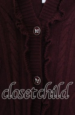 画像2: Secret Honey / ハート編みカーディガン  ワイン O-25-10-28-086-CA-TO-IG-OS
