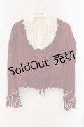 Pina sweetcollection / ヨーク襟フリルシャーリングプルブラウス  ワイン×生成り O-25-10-28-088-LO-BL-IG-OS