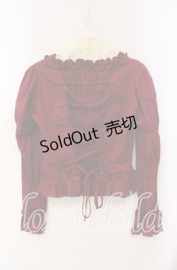 画像3: Pina sweetcollection / ヨーク襟フリルシャーリングプルブラウス  ワイン×生成り O-25-10-28-088-LO-BL-IG-OS