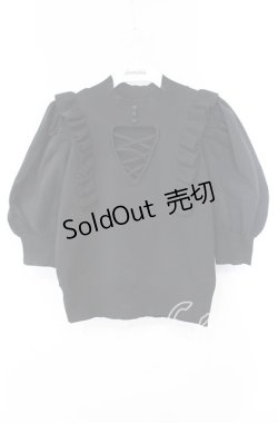 画像1: EATME / 2WAYフリルニットトップス  クロ O-25-10-28-100-LO-TO-IG-OS