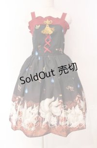 axes femme kawaii / 彼岸の白狐会柄ジャンスカ M クロ O-25-10-28-014-AX-OP-OW-OS