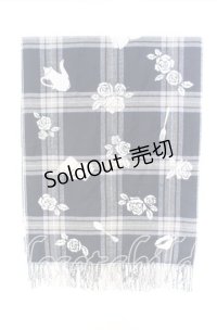 axes femme / 薔薇柄大判ストール  ネイビー O-25-10-29-001-AX-ZA-OW-ZT511