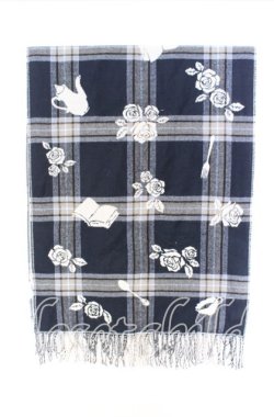 画像1: axes femme / 薔薇柄大判ストール  ネイビー O-25-10-29-001-AX-ZA-OW-OS