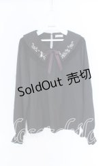 axes femme / リボン付き猫刺繍ブラウスプルオーバー F クロ O-25-10-29-045-AX-BL-OW-OS