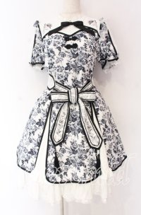 Hoshibako Works / 青華磁 ショートワンピース M シロ×クロ O-25-10-29-046-LO-OP-OW-OS