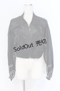 画像1: Qutie Frash / ミリタリーメッシュショートブルゾン  ブラック O-25-10-29-007-QU-JA-IG-ZI