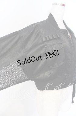 画像2: Qutie Frash / ミリタリーメッシュショートブルゾン  ブラック O-25-10-29-007-QU-JA-IG-ZI