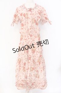 PINK HOUSE / ハートローズ柄半袖ワンピース  ピンク O-25-10-29-055-LO-OP-IG-OS