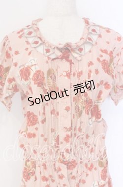 画像2: PINK HOUSE / ハートローズ柄半袖ワンピース  ピンク O-25-10-29-055-LO-OP-IG-OS