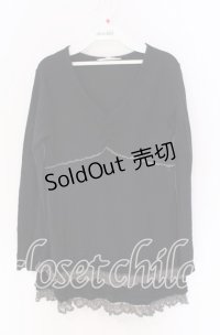 PINK HOUSE / 裾レースカットソー  クロ O-25-10-29-057-LO-TO-IG-OS