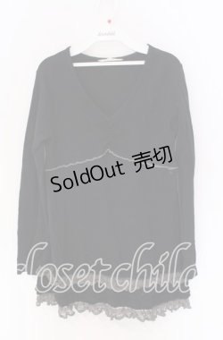 画像1: PINK HOUSE / 裾レースカットソー  クロ O-25-10-29-057-LO-TO-IG-OS