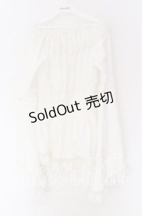 Triple fortune / シャーリングブラウス(長袖) M ホワイト O-25-10-29-058-EL-BL-IG-OS