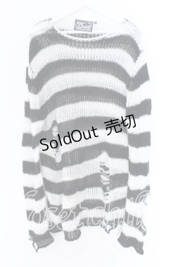 画像1: KILL STAR / Pugsley Knit Sweater XL ブラック×ホワイト O-25-10-29-060-SL-TO-IG-OS