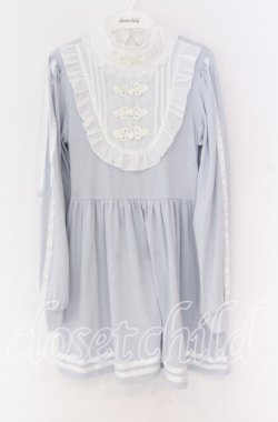 画像1: Jamieエーエヌケー / チャイナジャージワンピース M サックス O-25-10-29-062-LO-OP-OW-OS