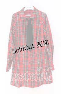 Jamie エーエヌケー / ネクタイチェックワンピース M アカ O-25-10-29-063-LO-OP-OW-OS