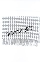 BPN FOR MEN / ダイヤ柄ニットストール M ブラック×ホワイト O-25-10-29-002-GO-ZA-IG-OS