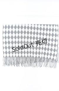 BPN FOR MEN / ダイヤ柄ニットストール M ブラック×ホワイト O-25-10-29-002-GO-ZA-IG-OS