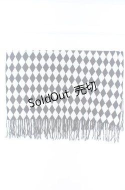 画像1: BPN FOR MEN / ダイヤ柄ニットストール M ブラック×ホワイト O-25-10-29-002-GO-ZA-IG-OS