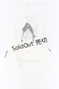 MARBLE / デコラティブタイ付き姫袖ブラウス  ホワイト×ブラック O-25-10-29-067-GO-BL-OW-OS