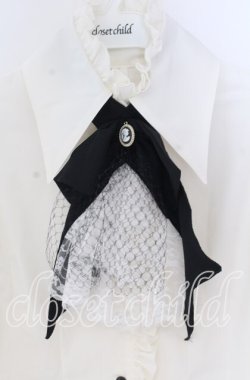 画像2: MARBLE / デコラティブタイ付き姫袖ブラウス  ホワイト×ブラック O-25-10-29-067-GO-BL-OW-OS