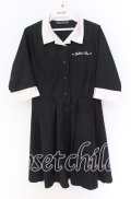 HELL CAT PUNKS / バイカラーシャツワンピース  ブラック×ホワイト O-25-10-29-075-PU-OP-IG-OS