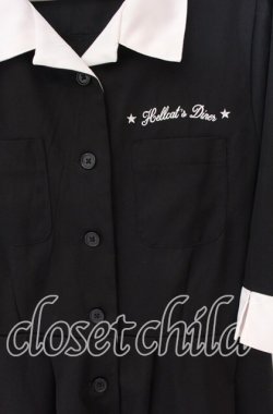 画像2: HELL CAT PUNKS / バイカラーシャツワンピース  ブラック×ホワイト O-25-10-29-075-PU-OP-IG-OS