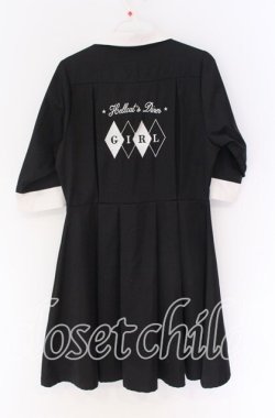 画像3: HELL CAT PUNKS / バイカラーシャツワンピース  ブラック×ホワイト O-25-10-29-075-PU-OP-IG-OS