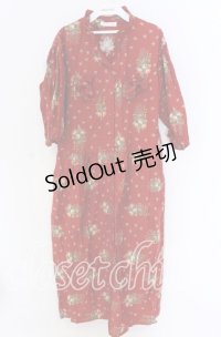 PINK HOUSE / ローズブーケ柄ワンピース  アカ O-25-10-29-084-LO-OP-IG-OS