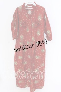 画像1: PINK HOUSE / ローズブーケ柄ワンピース  アカ O-25-10-29-084-LO-OP-IG-OS