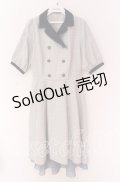 axes femme POETIQUE / ダブル釦フィッシュテールワンピース  グレー×ネイビー O-25-10-29-092-AX-OP-IG-OS