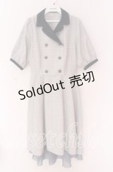 axes femme POETIQUE / ダブル釦フィッシュテールワンピース  グレー×ネイビー O-25-10-29-092-AX-OP-IG-OS