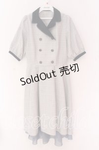 axes femme POETIQUE / ダブル釦フィッシュテールワンピース  グレー×ネイビー O-25-10-29-092-AX-OP-IG-OS