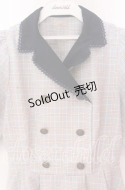 画像2: axes femme POETIQUE / ダブル釦フィッシュテールワンピース  グレー×ネイビー O-25-10-29-092-AX-OP-IG-OS