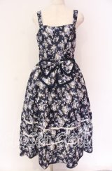 axes femme / ビッグリボン×ローズジャンパースカート【mobility限定商品】 F ネイビー O-25-10-29-096-AX-OP-OW-OS