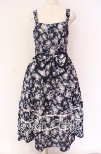 axes femme / ビッグリボン×ローズジャンパースカート【mobility限定商品】 F ネイビー O-25-10-29-096-AX-OP-OW-OS